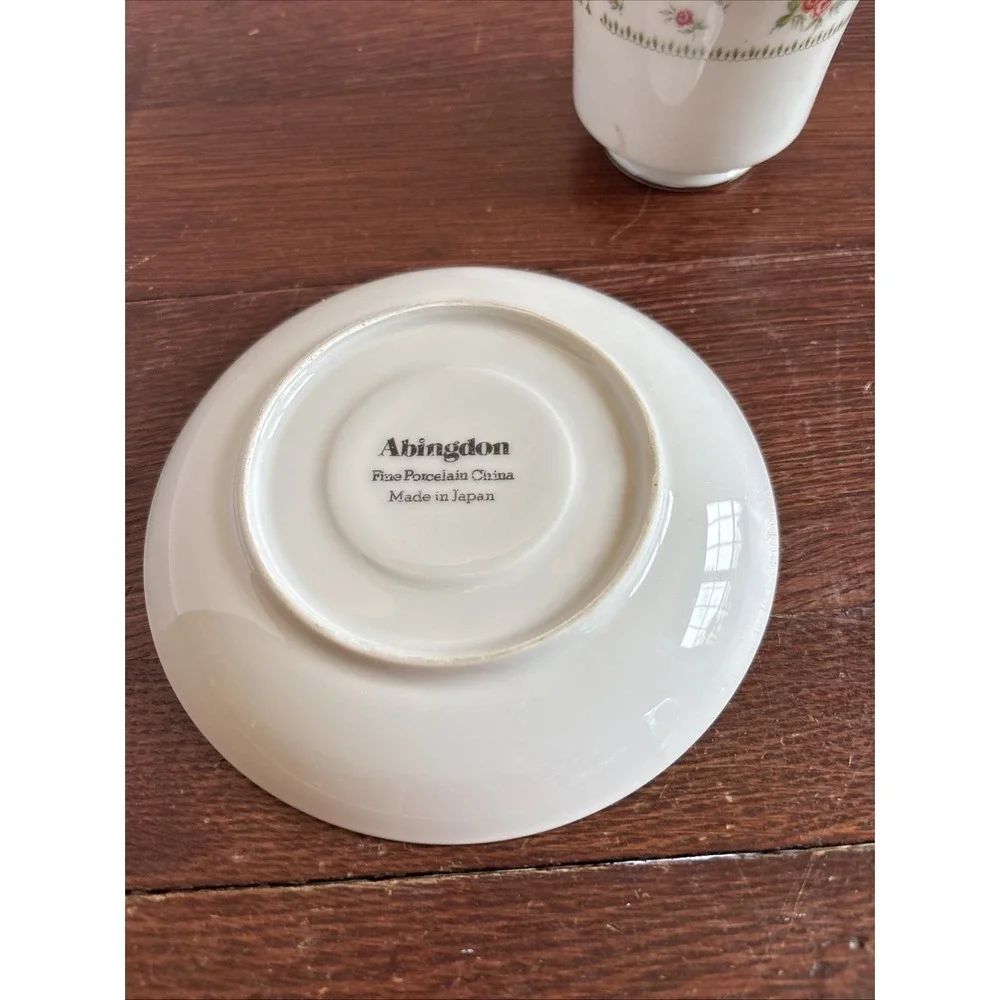 Abingdon‎ China Tea Cup Saucer Set Fine Porcelain Japan Excellent
